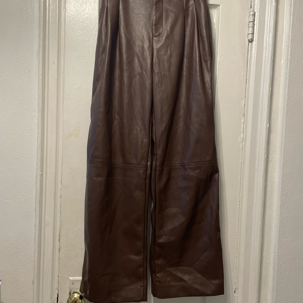 Line and Dot Faux Leather Halle Wide Leg Pants size xs - Picture 2 of 6